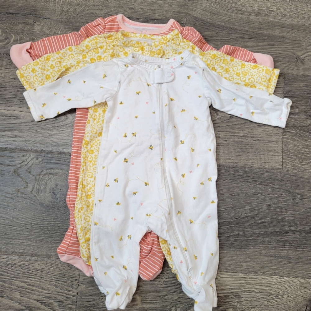 Carter's 3 piece footed one piece bundle set size 3 months baby girl